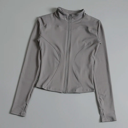 Gym Fitness Zip up Training Running Workout Yoga Cropped Track Sport Jackets for Women