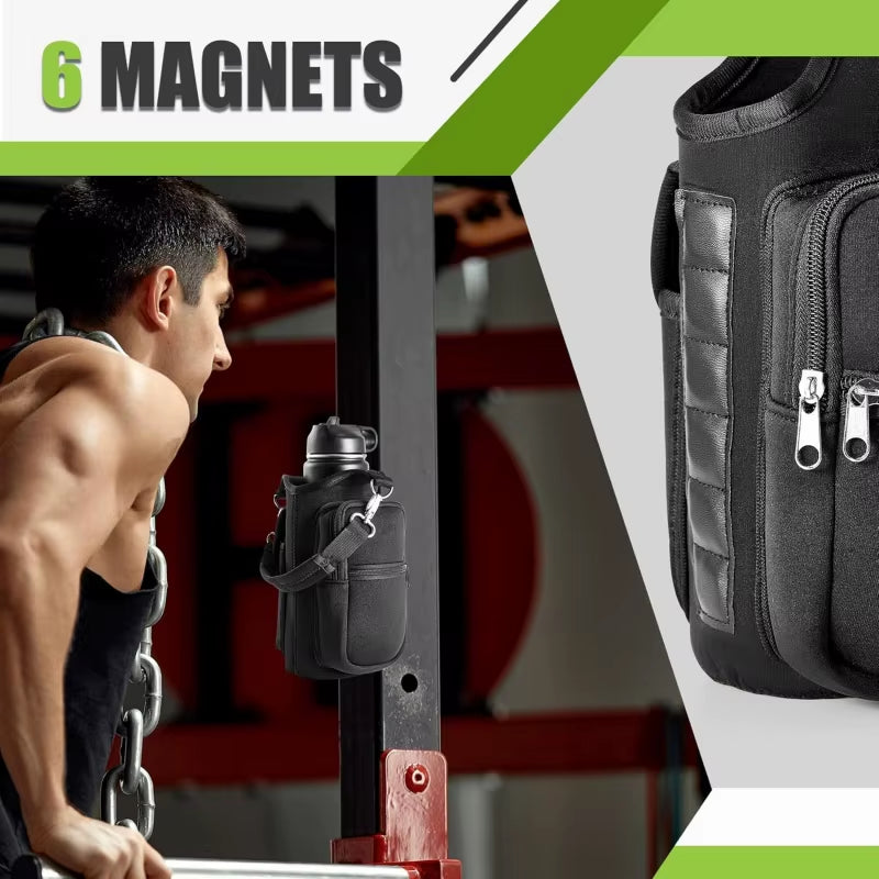 Magnetic water bottle holder, side view
