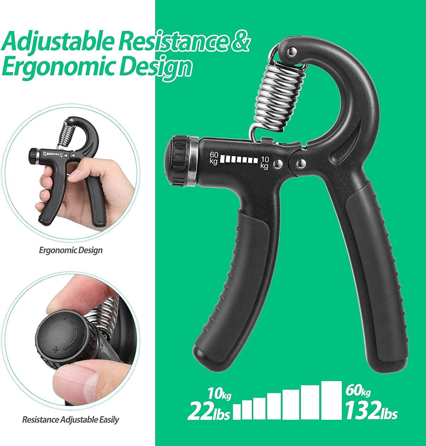 Adjustable hand grip strengthener, side view