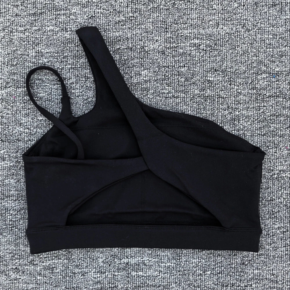 Women Shockproof Sport Bra Women'S Beautiful Back Gym Sports Underwear Women Oblique Shoulder Straps Running Fitness Yoga Bra ﻿