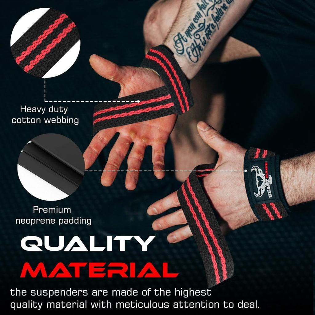 Lifting Wrist Straps for Weightlifting, Straps Gym Grip Power Workouts Lifting Straps Padded Neoprene & Premium Cotton Men Women, Deadlift Bodybuilding Exercise Lifting Straps