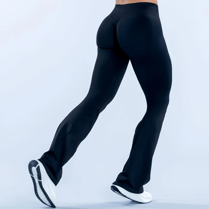 Sports Flared Leggings Seamless Women Yoga Pants Scrunch Butt Lift Tummy Control Fitness Gym Workout Leggings