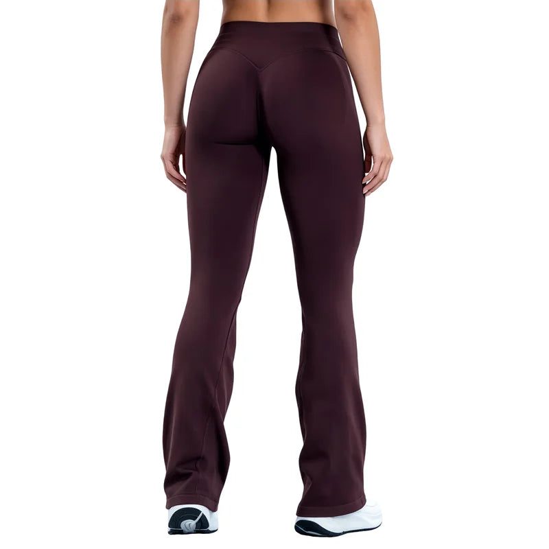Sports Flared Leggings Seamless Women Yoga Pants Scrunch Butt Lift Tummy Control Fitness Gym Workout Leggings
