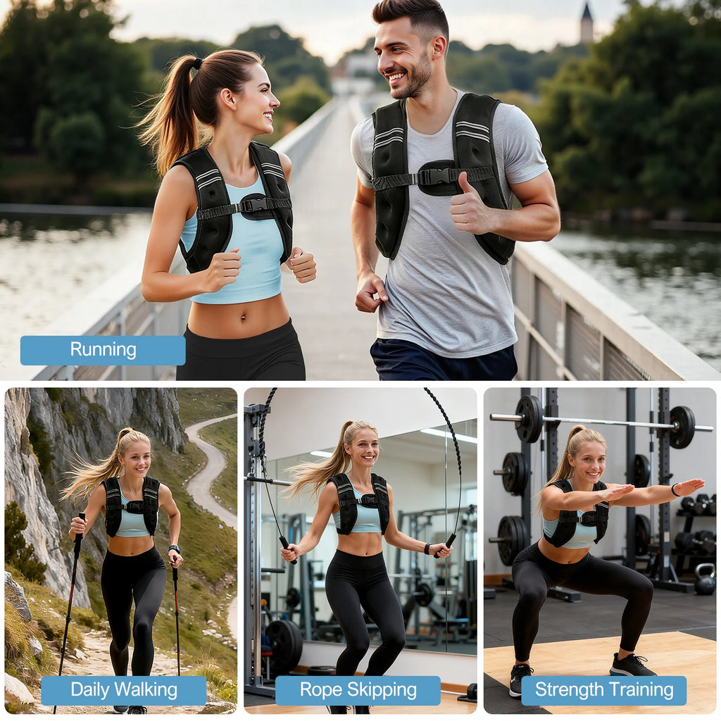 Weighted Vest for Fitness, 6Lb with Reflective Strips, Ideal for Men & Women, Strength Training, Running, Muscle Building & Weight Loss