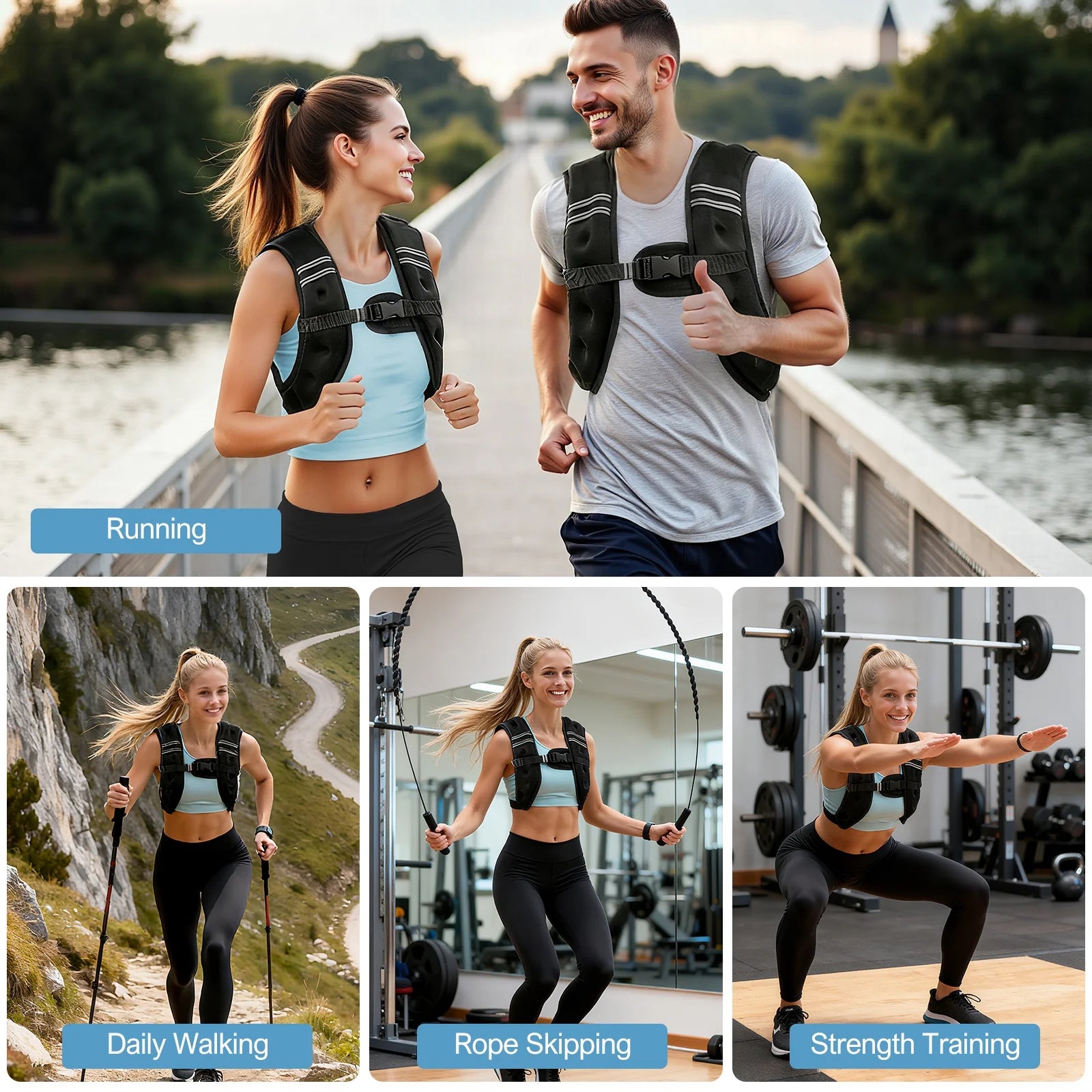 Weighted Vest for Fitness, 6Lb with Reflective Strips, Ideal for Men & Women, Strength Training, Running, Muscle Building & Weight Loss