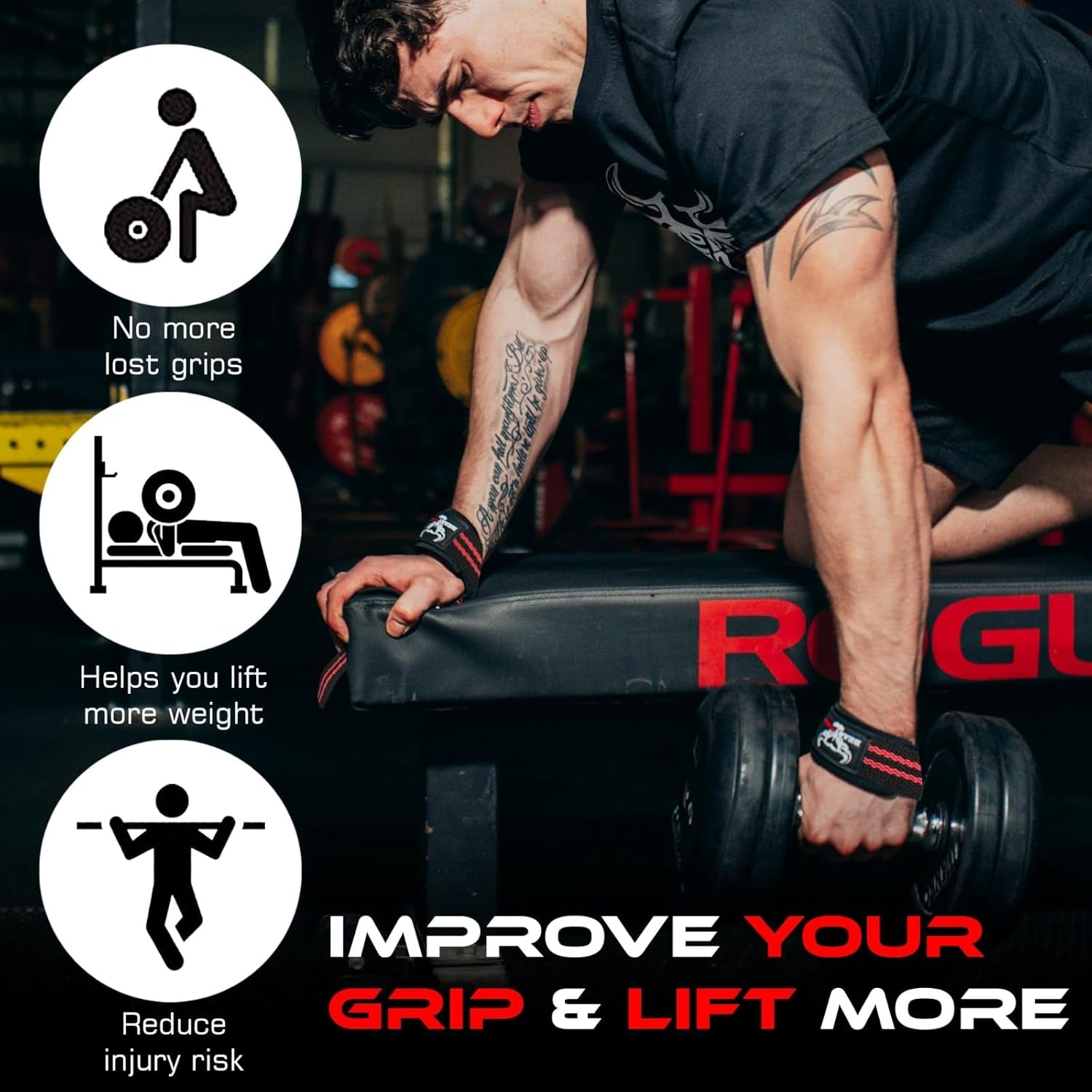 Lifting Wrist Straps for Weightlifting, Straps Gym Grip Power Workouts Lifting Straps Padded Neoprene & Premium Cotton Men Women, Deadlift Bodybuilding Exercise Lifting Straps