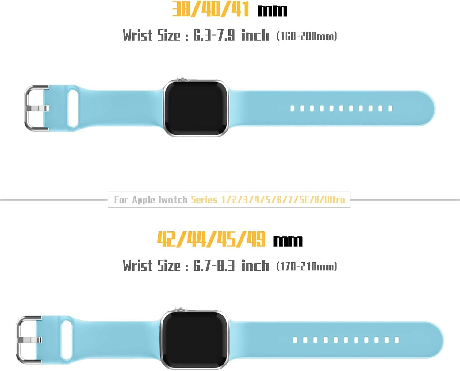 Sport silicone watch band, size fit