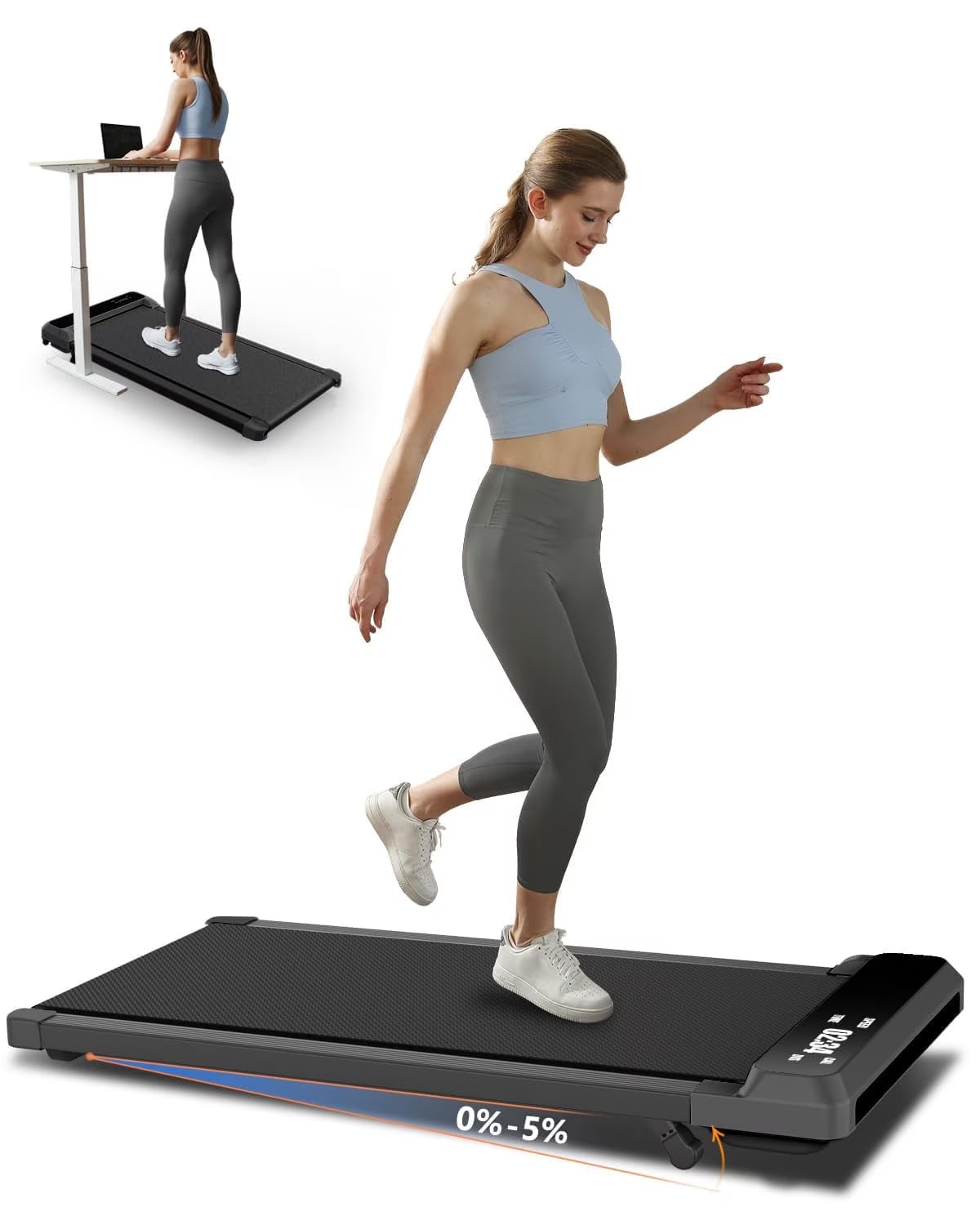 Walking Pad with Incline, Walking Pad Treadmill 2 in 1 Walking Pad for Walking and Jogging, 2.5HP Compact Treadmill for Home Office with Remote Control, LED Display
