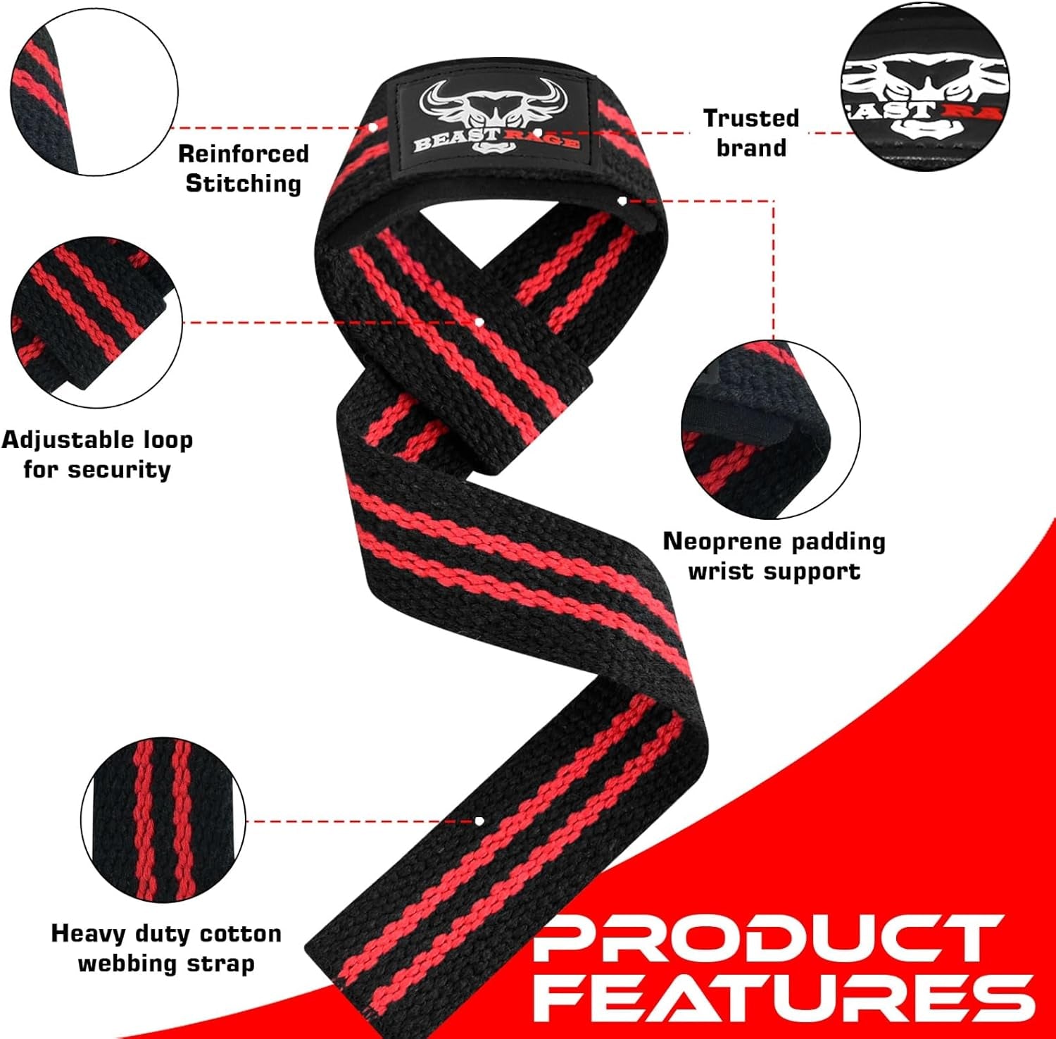 Lifting Wrist Straps for Weightlifting, Straps Gym Grip Power Workouts Lifting Straps Padded Neoprene & Premium Cotton Men Women, Deadlift Bodybuilding Exercise Lifting Straps