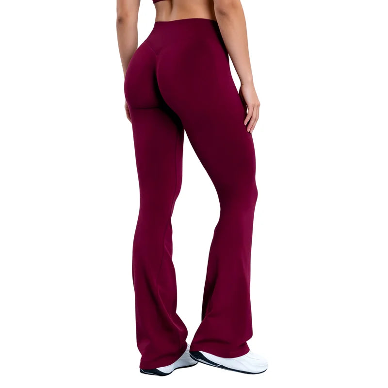 Sports Flared Leggings Seamless Women Yoga Pants Scrunch Butt Lift Tummy Control Fitness Gym Workout Leggings