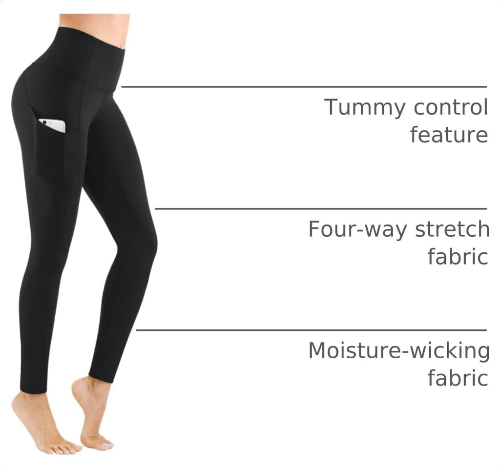 High-waist yoga leggings, fabric close-up