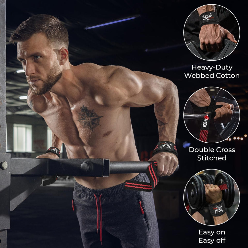 Lifting Wrist Straps for Weightlifting, Straps Gym Grip Power Workouts Lifting Straps Padded Neoprene & Premium Cotton Men Women, Deadlift Bodybuilding Exercise Lifting Straps