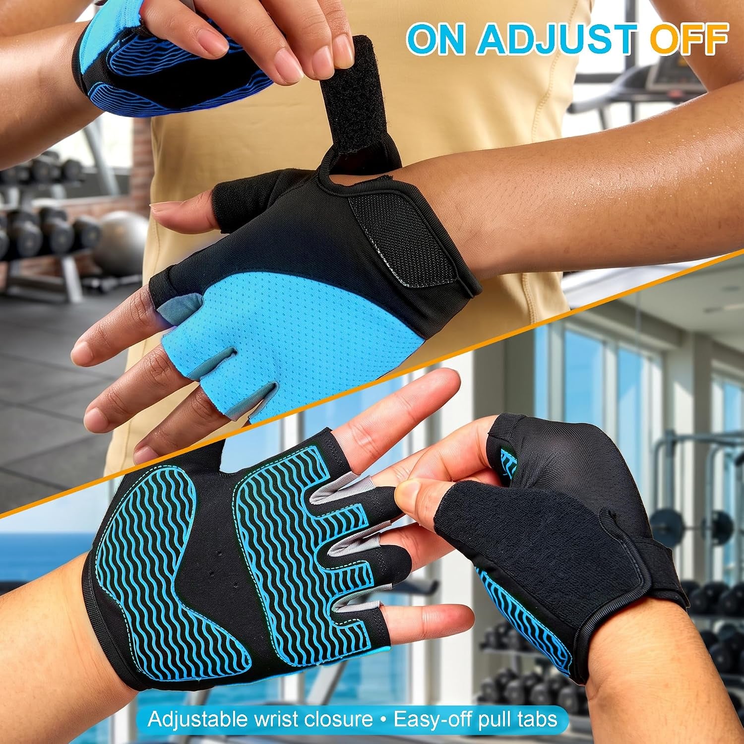 Workout gloves, Velcro closure detail