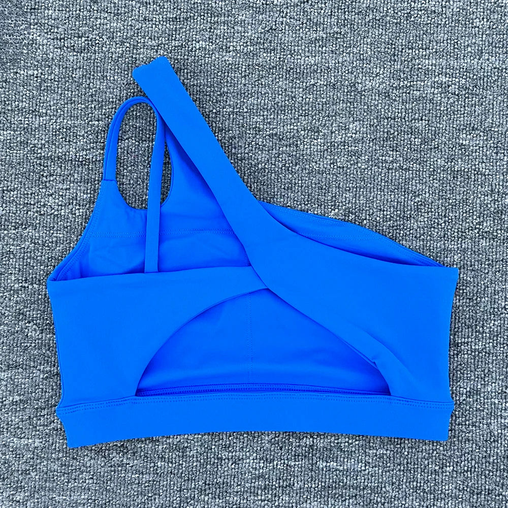 Women Shockproof Sport Bra Women'S Beautiful Back Gym Sports Underwear Women Oblique Shoulder Straps Running Fitness Yoga Bra ﻿