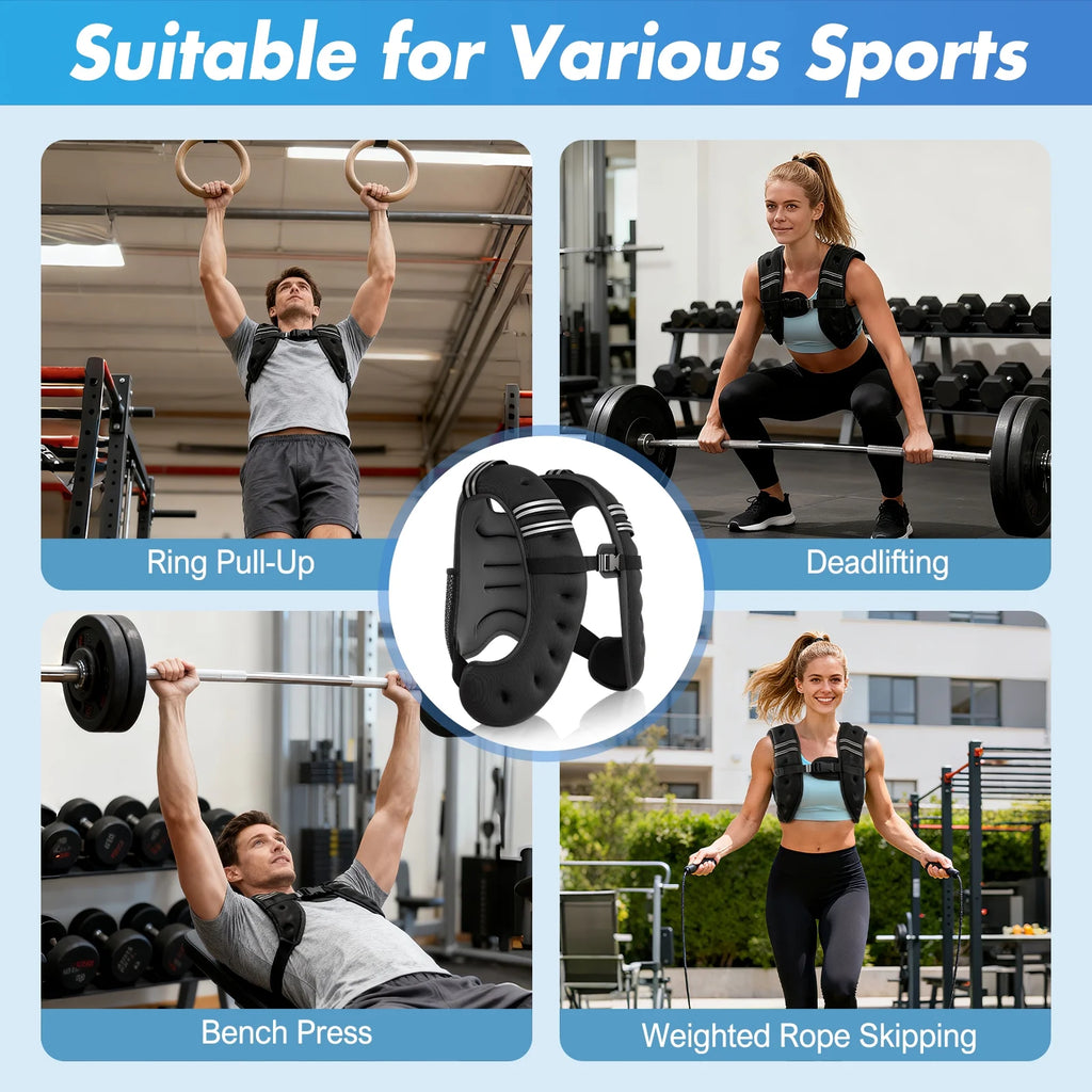 Weighted Vest for Fitness, 6Lb with Reflective Strips, Ideal for Men & Women, Strength Training, Running, Muscle Building & Weight Loss