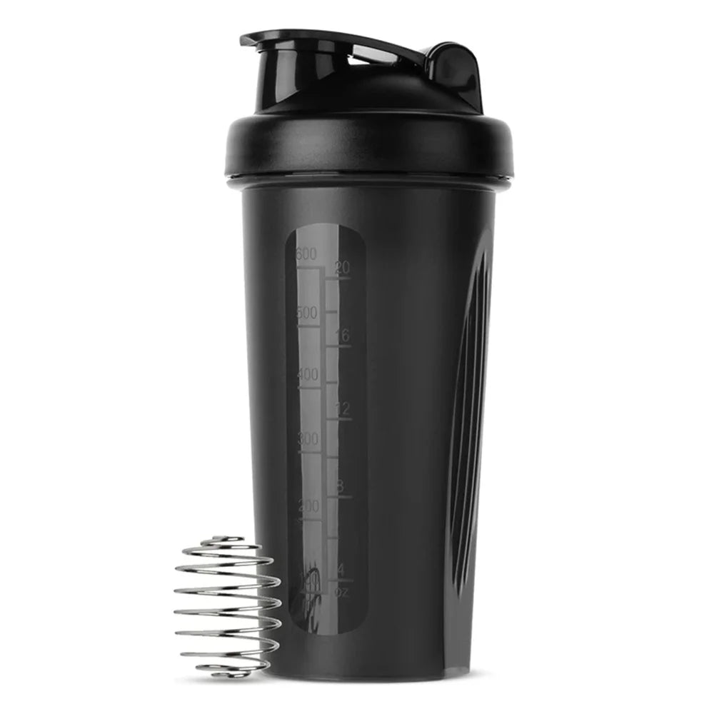 Portable 1Pc Protein Shaker 600Ml Fitness Bottle with Wire Whisk Ball for Fitness Enthusiasts Athletes Perfect for Outdoor Gym