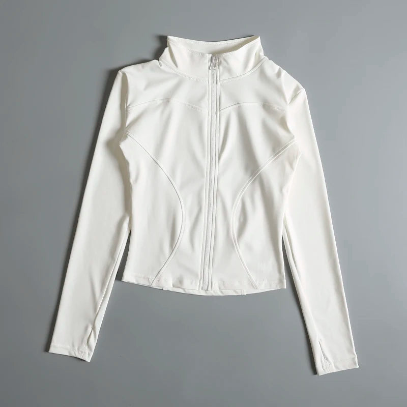 Gym Fitness Zip up Training Running Workout Yoga Cropped Track Sport Jackets for Women