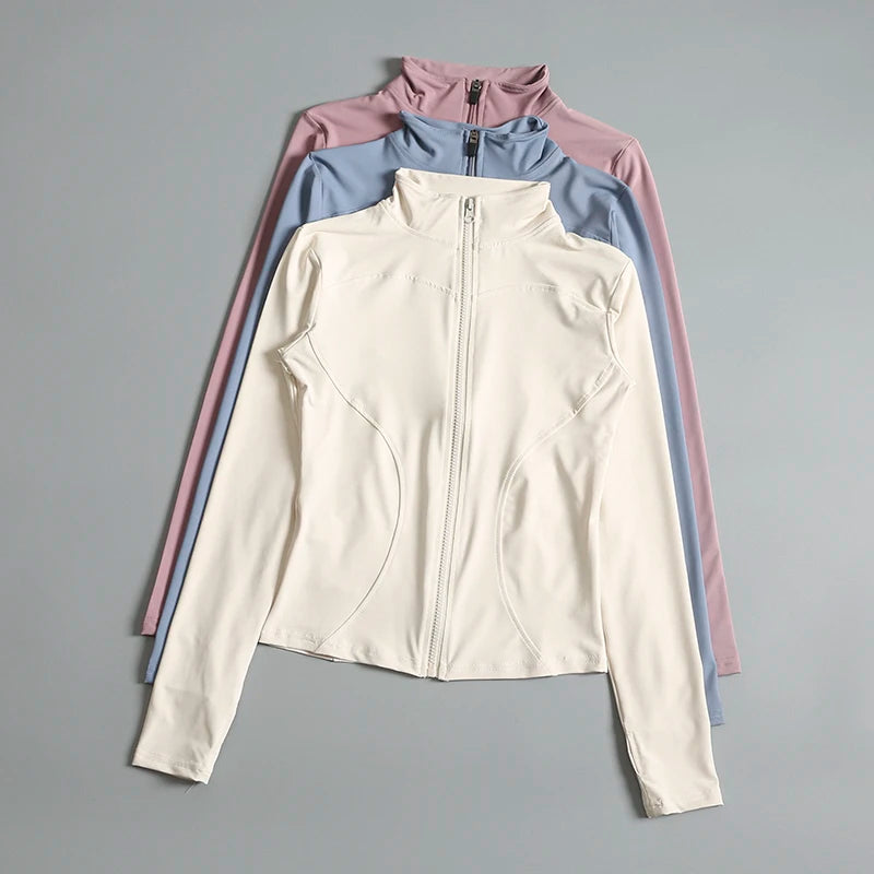 Gym Fitness Zip up Training Running Workout Yoga Cropped Track Sport Jackets for Women