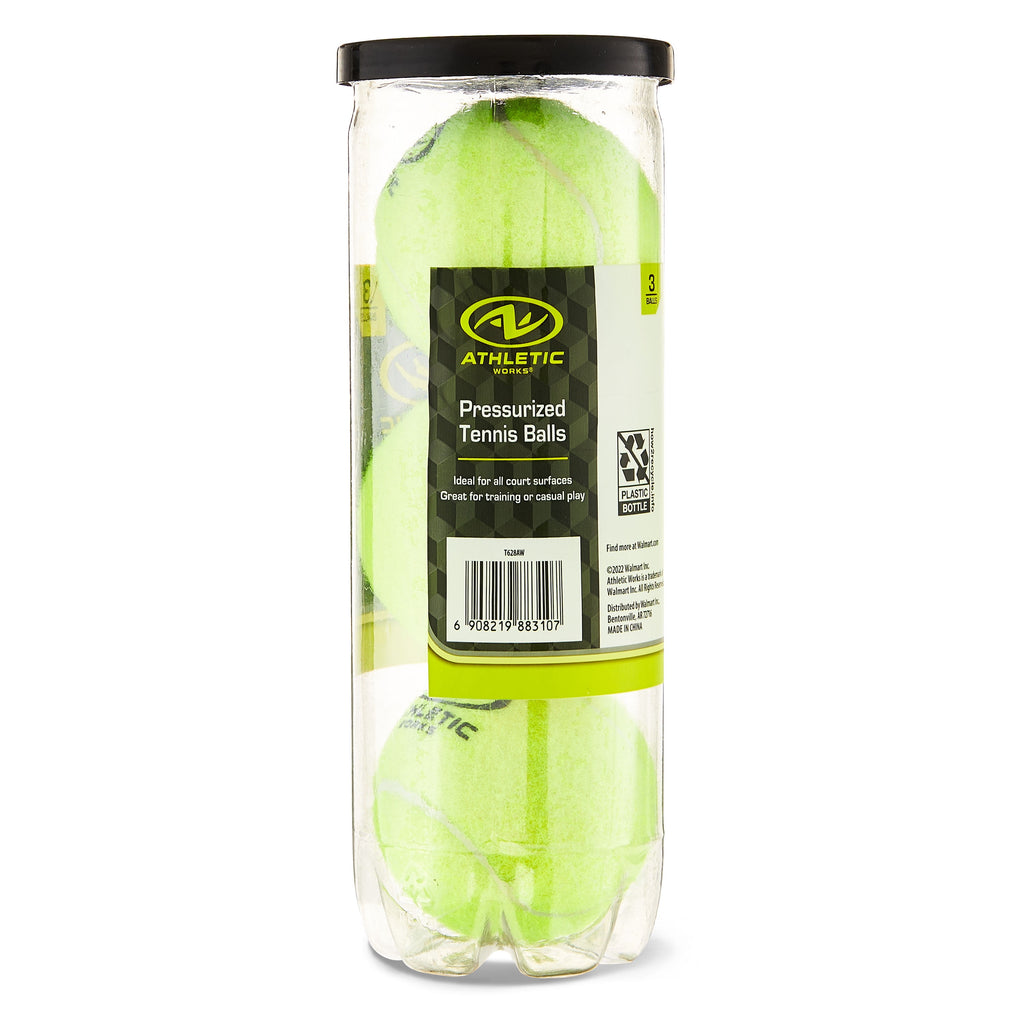 Tennis balls, in use on court