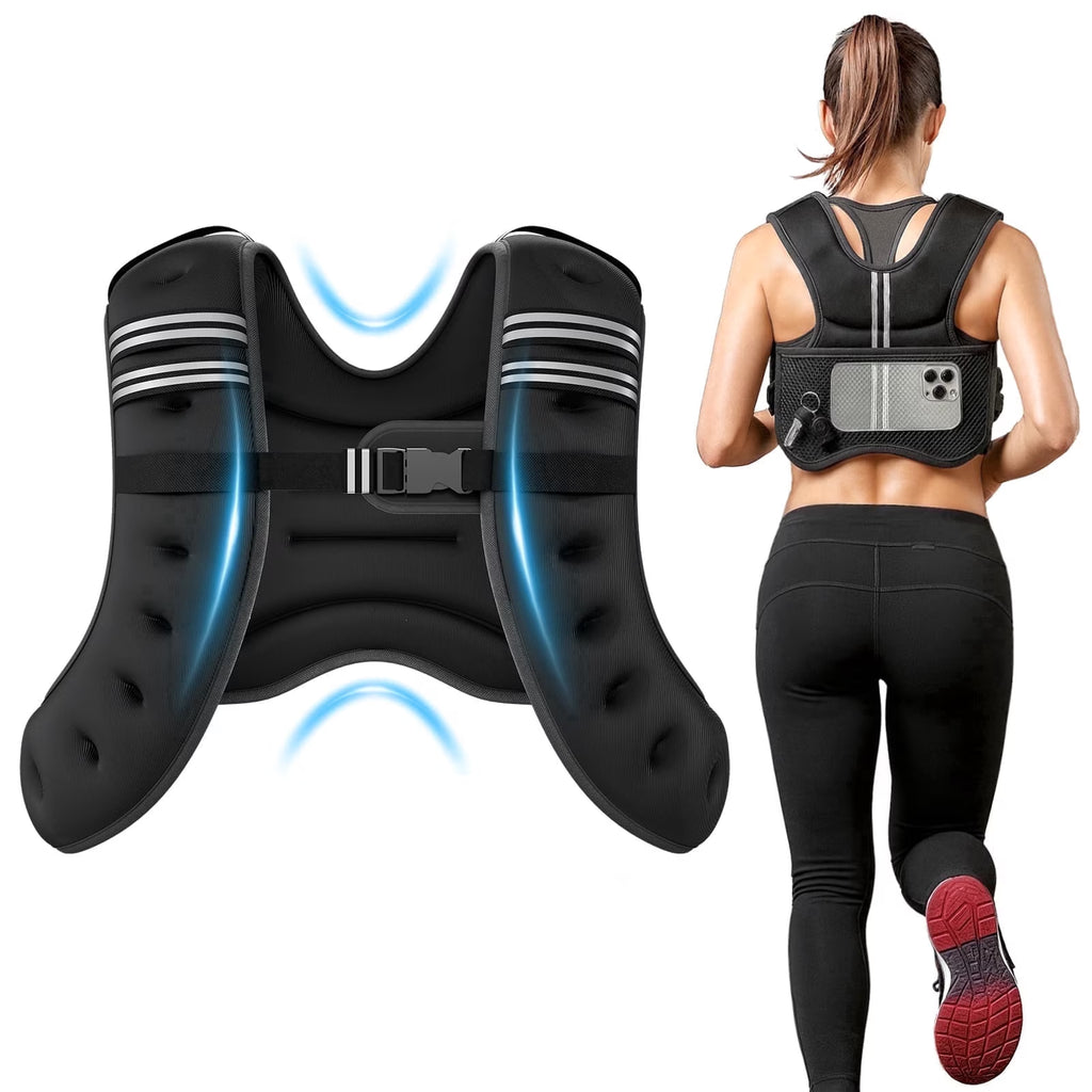 Weighted Vest for Fitness, 6Lb with Reflective Strips, Ideal for Men & Women, Strength Training, Running, Muscle Building & Weight Loss