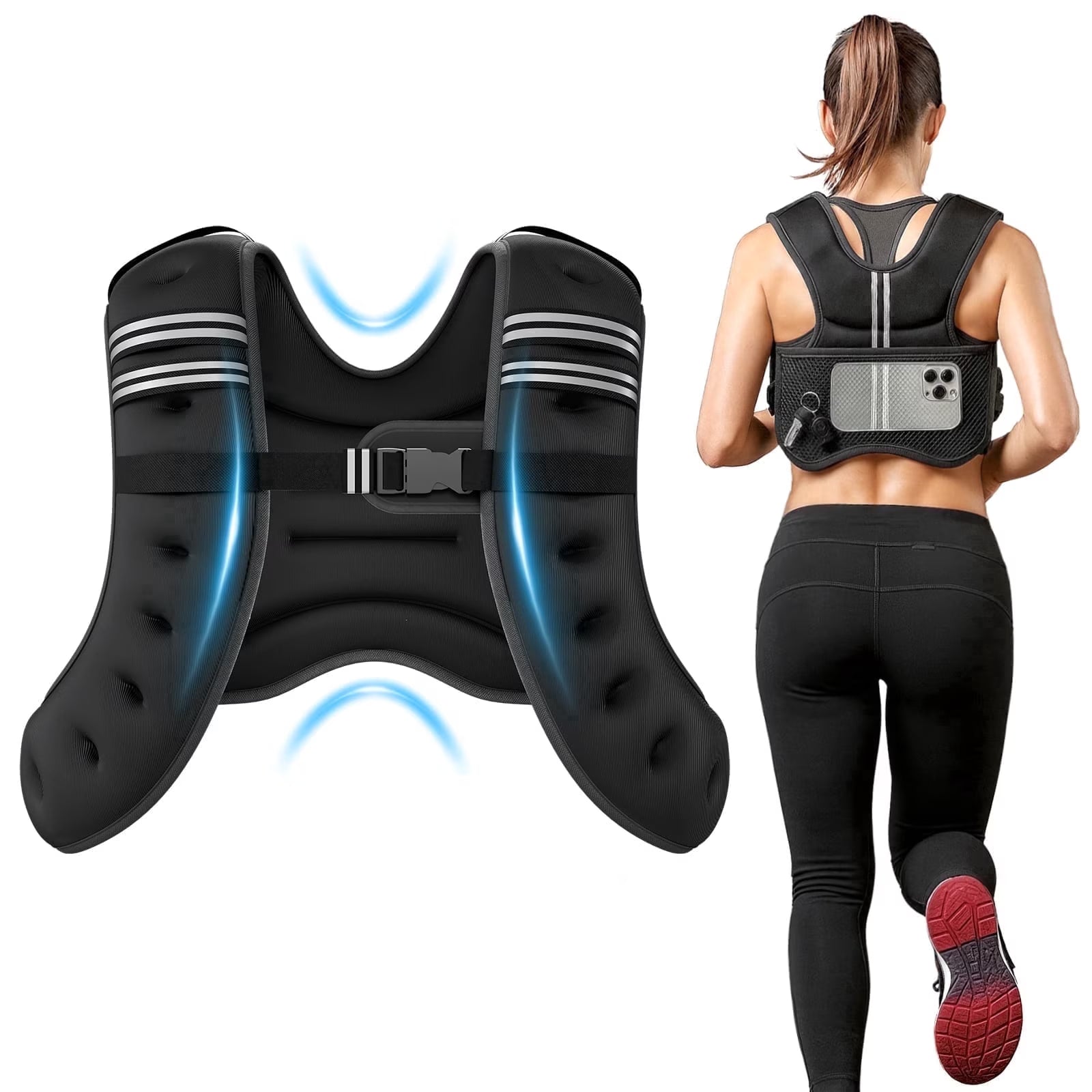 Weighted Vest for Fitness, 6Lb with Reflective Strips, Ideal for Men & Women, Strength Training, Running, Muscle Building & Weight Loss