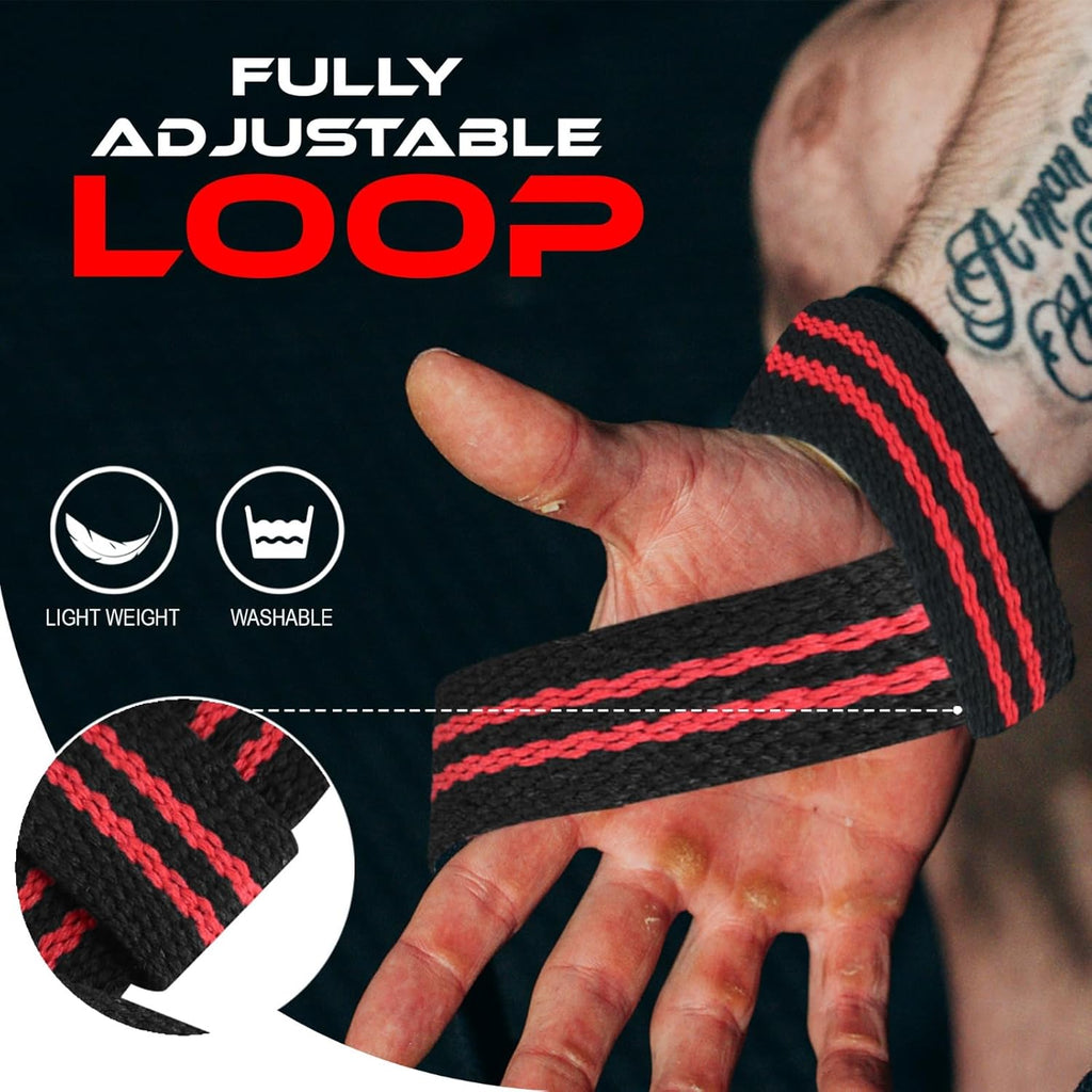 Lifting Wrist Straps for Weightlifting, Straps Gym Grip Power Workouts Lifting Straps Padded Neoprene & Premium Cotton Men Women, Deadlift Bodybuilding Exercise Lifting Straps