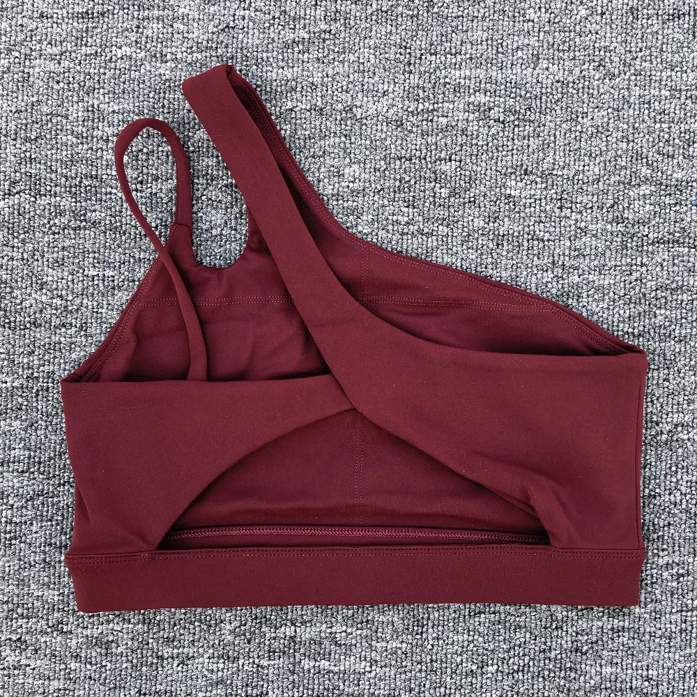 Women Shockproof Sport Bra Women'S Beautiful Back Gym Sports Underwear Women Oblique Shoulder Straps Running Fitness Yoga Bra ﻿