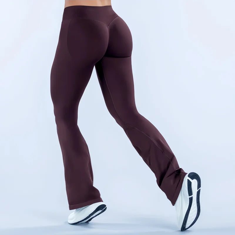 Sports Flared Leggings Seamless Women Yoga Pants Scrunch Butt Lift Tummy Control Fitness Gym Workout Leggings