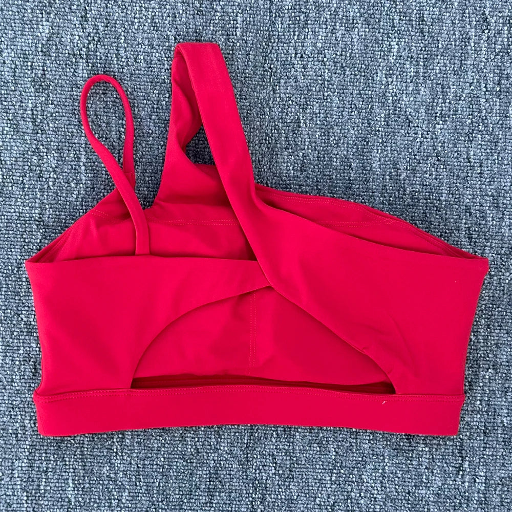 Women Shockproof Sport Bra Women'S Beautiful Back Gym Sports Underwear Women Oblique Shoulder Straps Running Fitness Yoga Bra ﻿